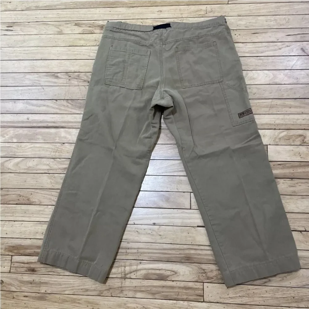 PRANA Brown Twill Carpenter Pants Mens XL Made USA Wide Belted Outdoor 38x28